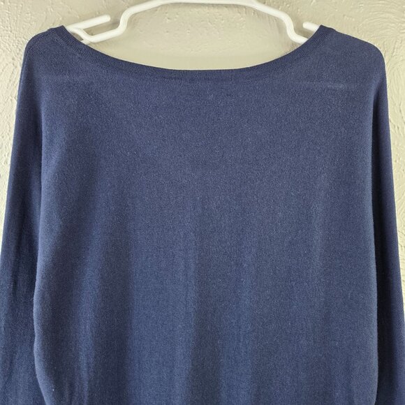 Lilly Pulitzer V Neck Sweater M Blue Silk Blend Pullover Preppy Minimalist Top - Picture 7 of 13